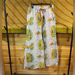 129 🌸 KANTHA Wide legged bell pants. One size fits most. Drums Handmade